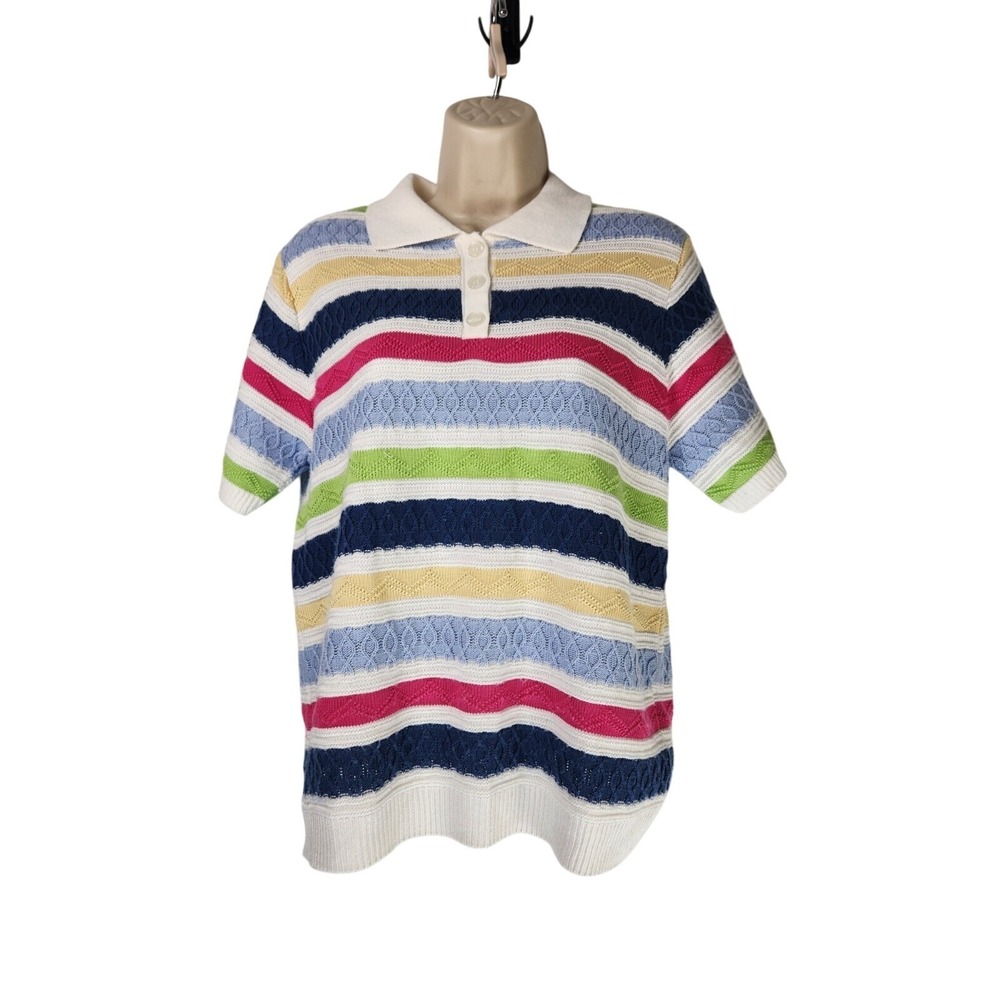 Grandmacore short sleeve Jumper womens Sz‎ S Preppy Coastal Grandma Sweater